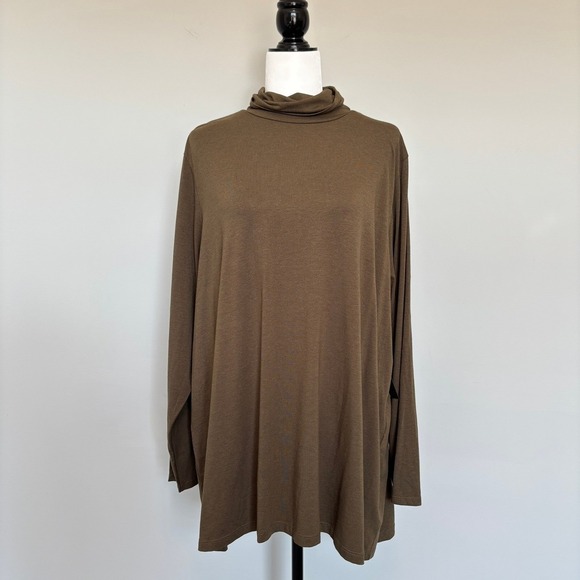 Tahari Size 3X Mock Neck Long Sleeve Turtle Neck Layer Piece Basic Soft Stretch - Picture 2 of 9